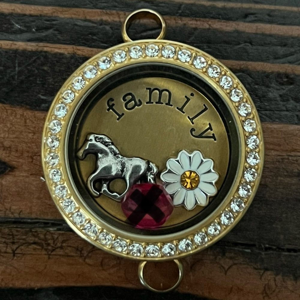 ORIGAMI OWL • medium gold locket necklace, chain plate charms jewelry custom - Picture 3 of 10